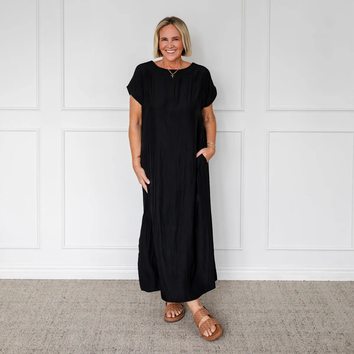 Sandra multi-wear technical maxi dress - black