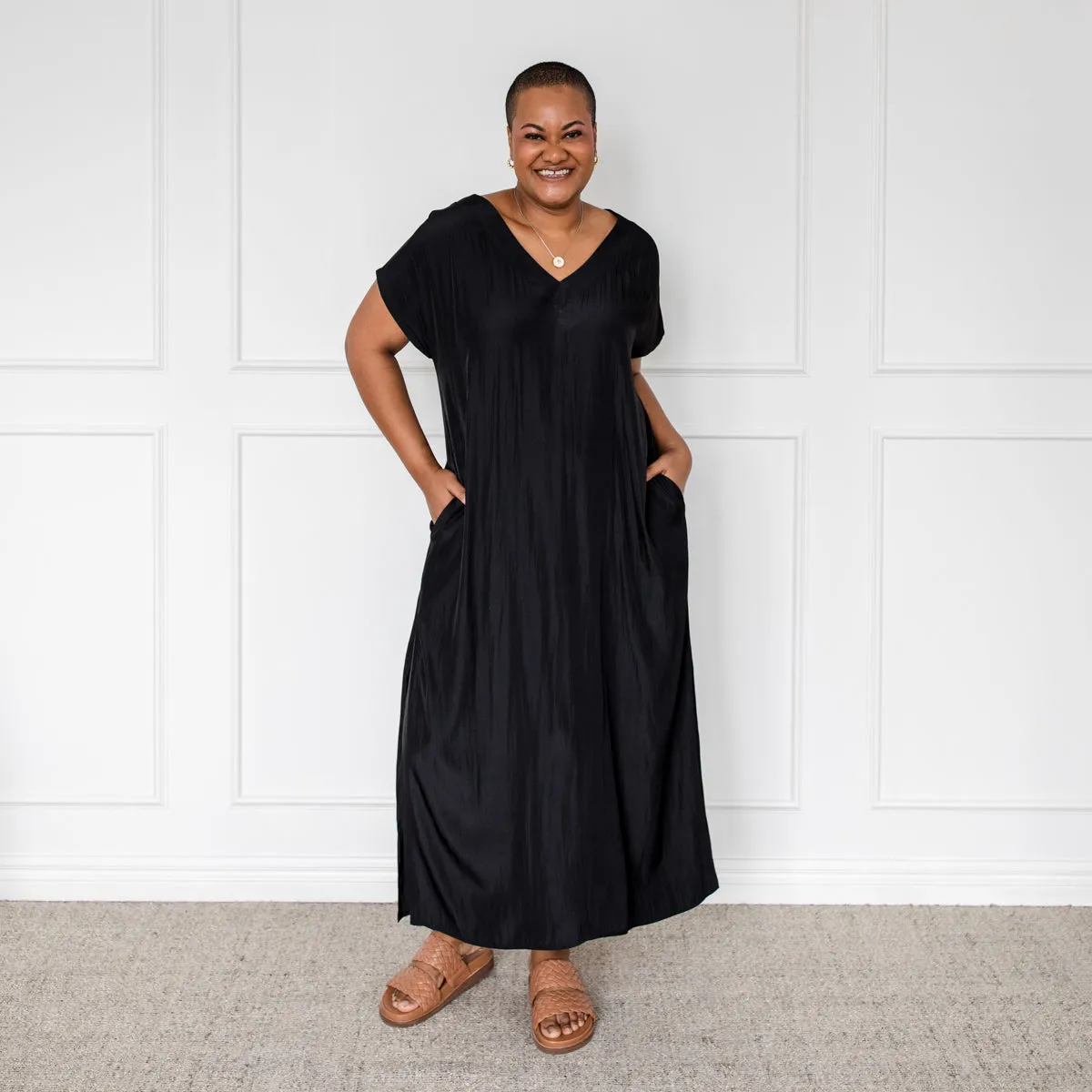 Sandra multi-wear technical maxi dress - black