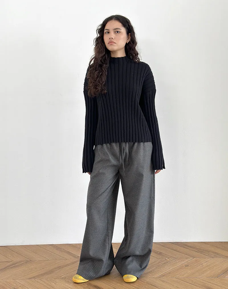 Sasari Oversize Trouser in Check Navy