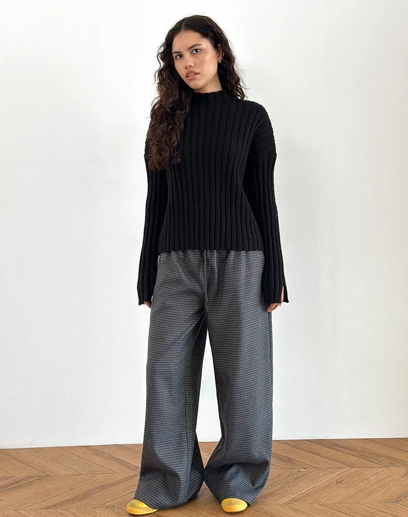 Sasari Oversize Trouser in Check Navy