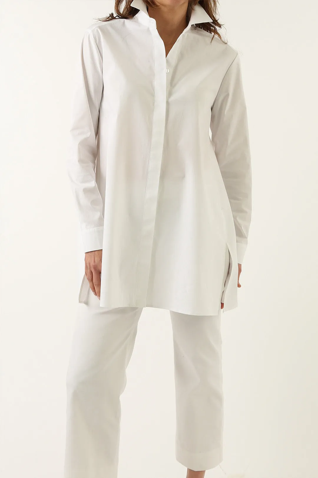 SELLA SHIRT IN ITALIAN COTTON POPLIN WHITE