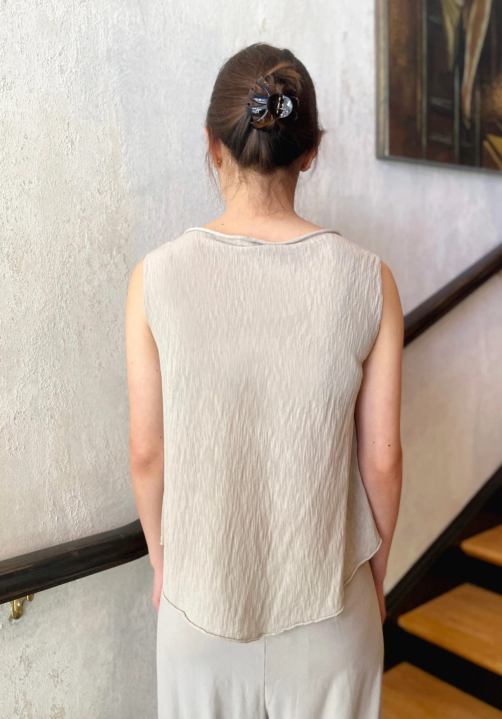 Shot Cotton Knitted Top - Light Grey