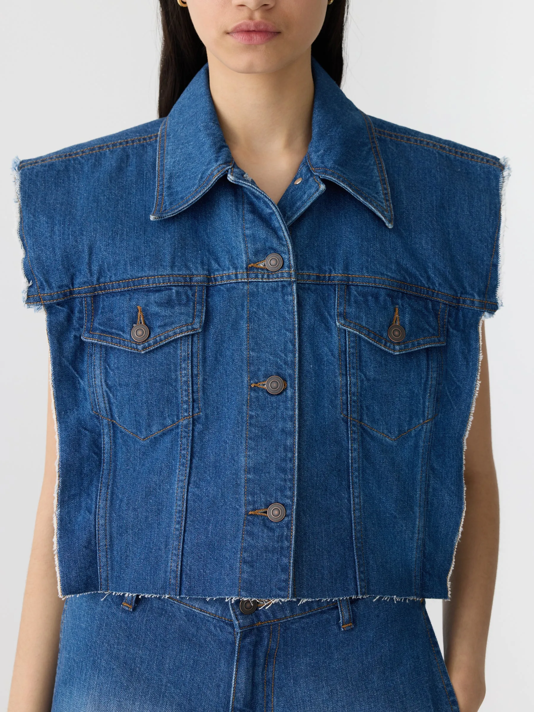 sleeveless denim vest