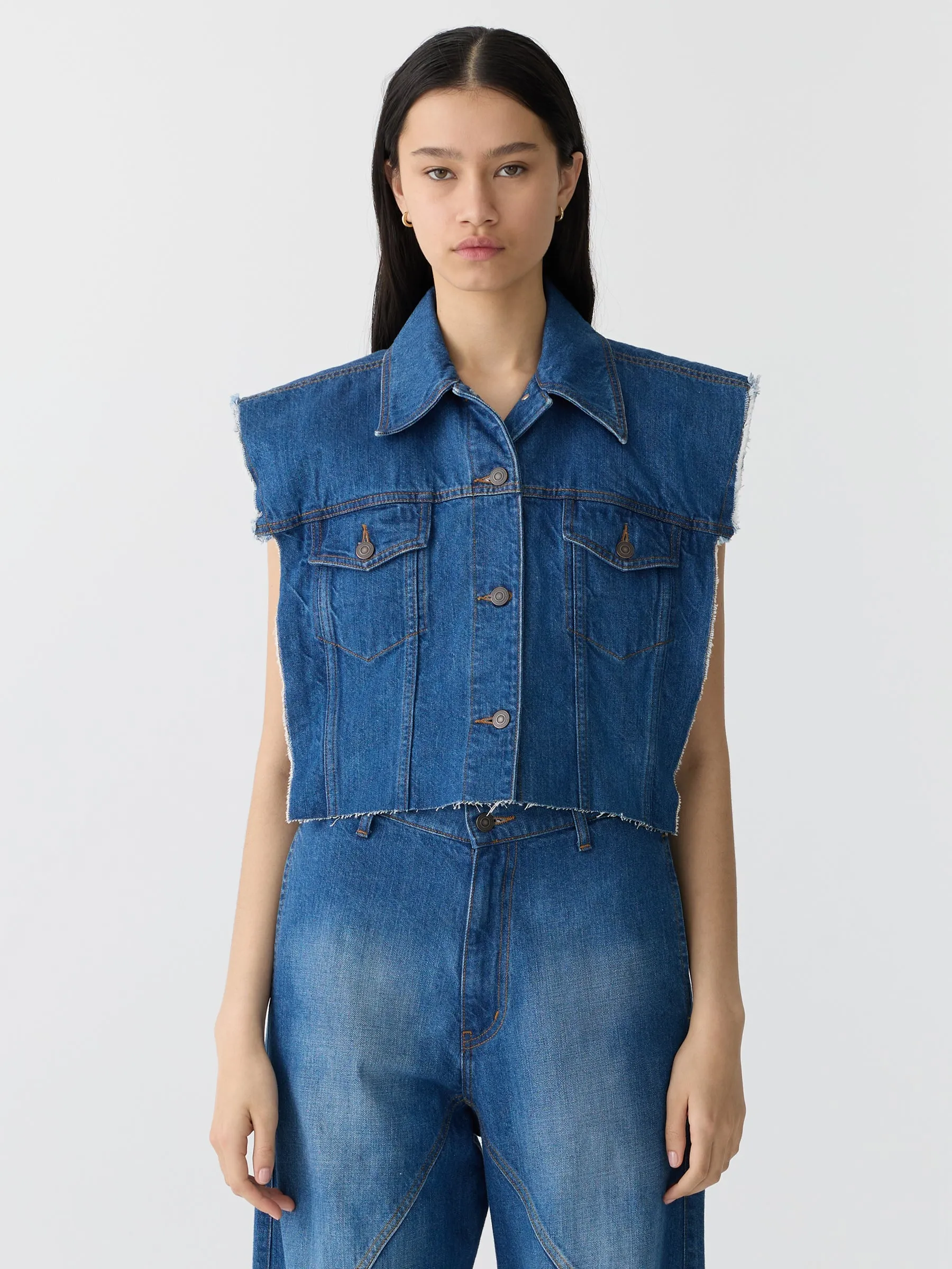 sleeveless denim vest