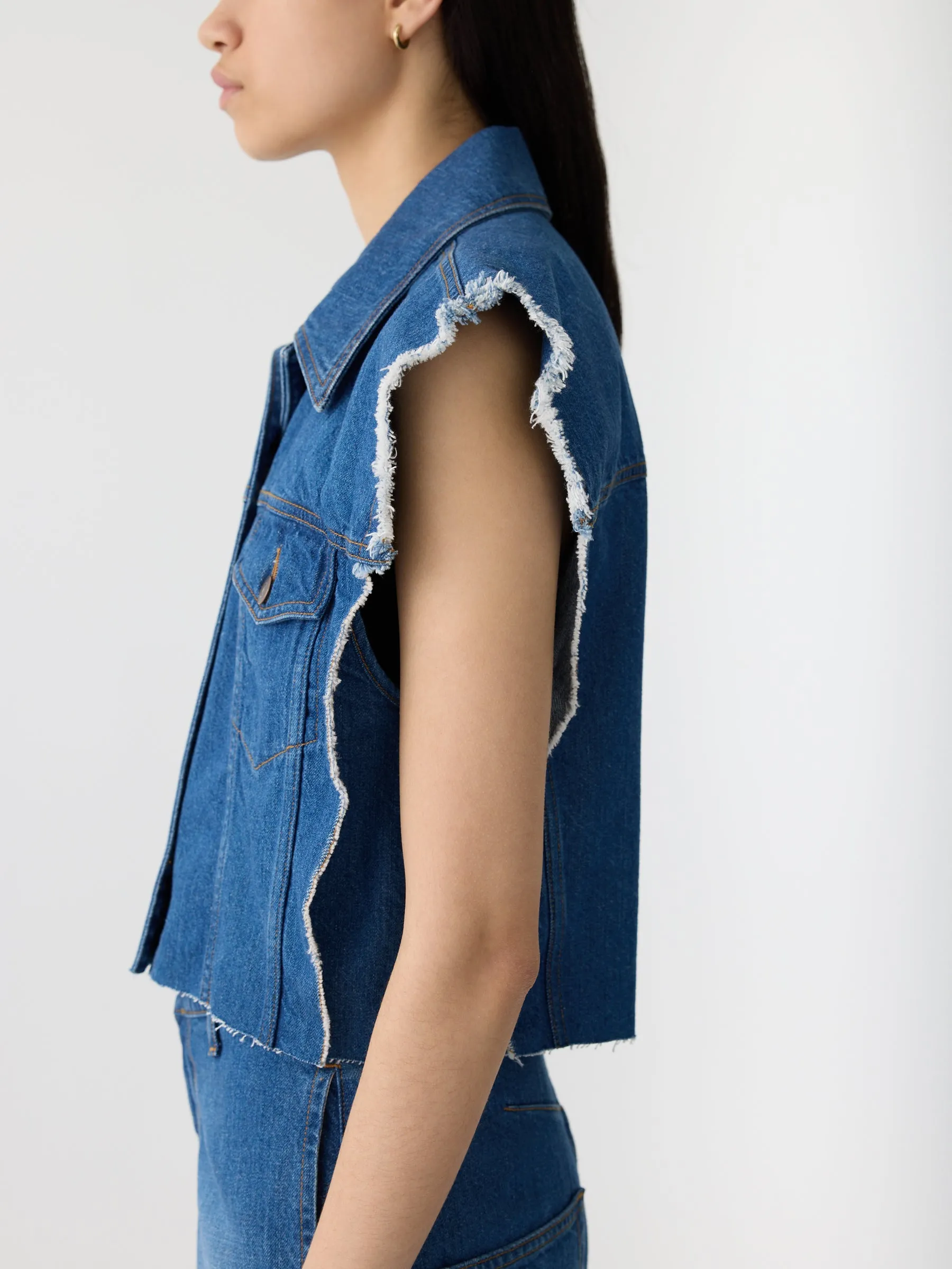 sleeveless denim vest