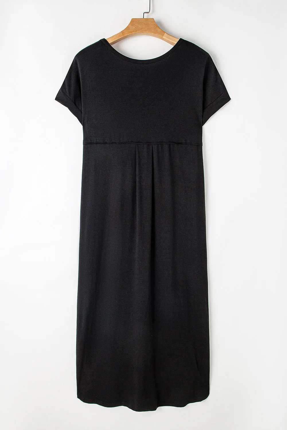 Slit Round Neck Short Sleeve Maxi Dress