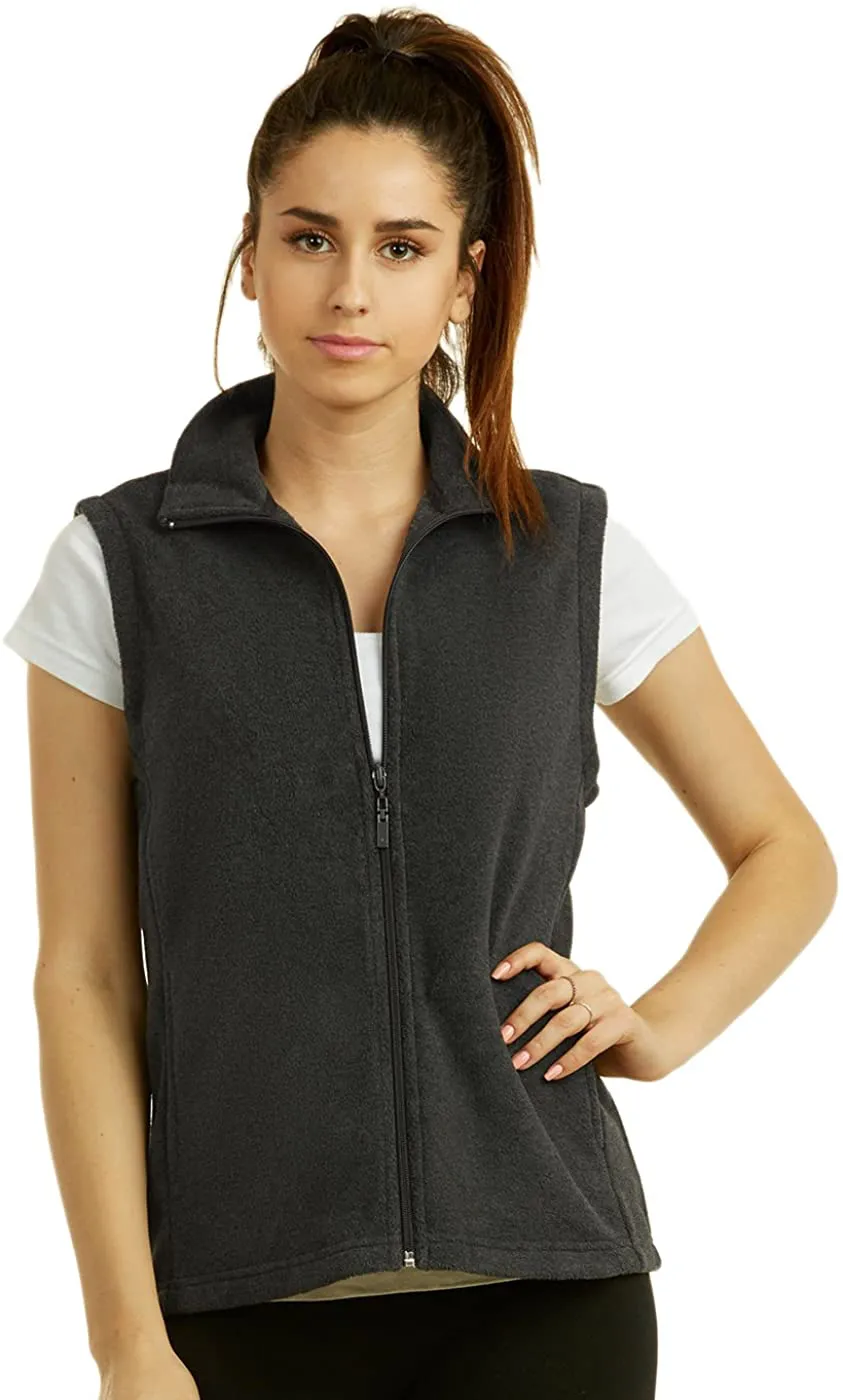 Sofra Women's Polar Fleece Full Zip Up Winter Vest