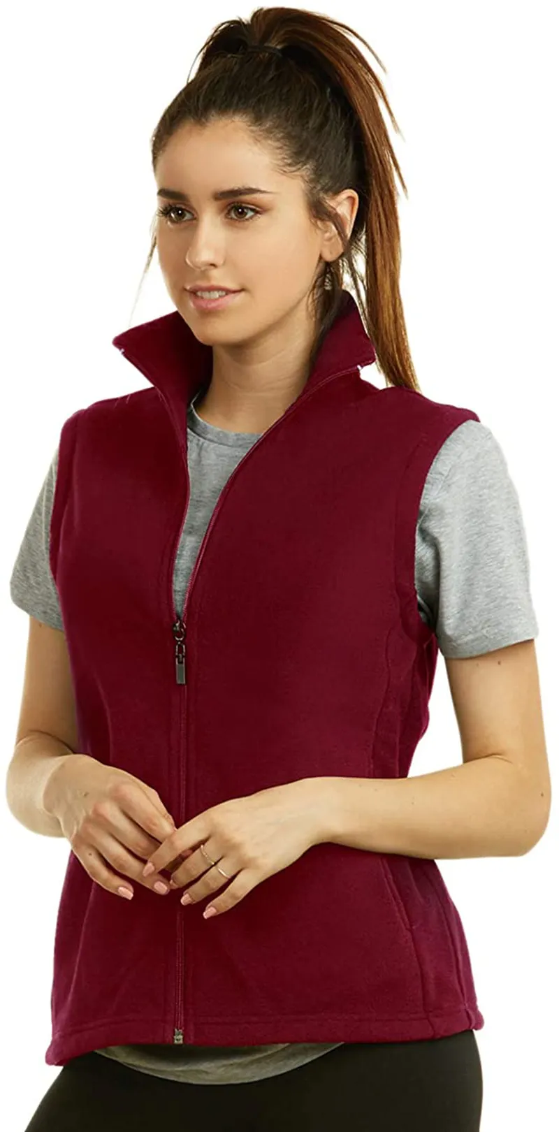 Sofra Women's Polar Fleece Full Zip Up Winter Vest