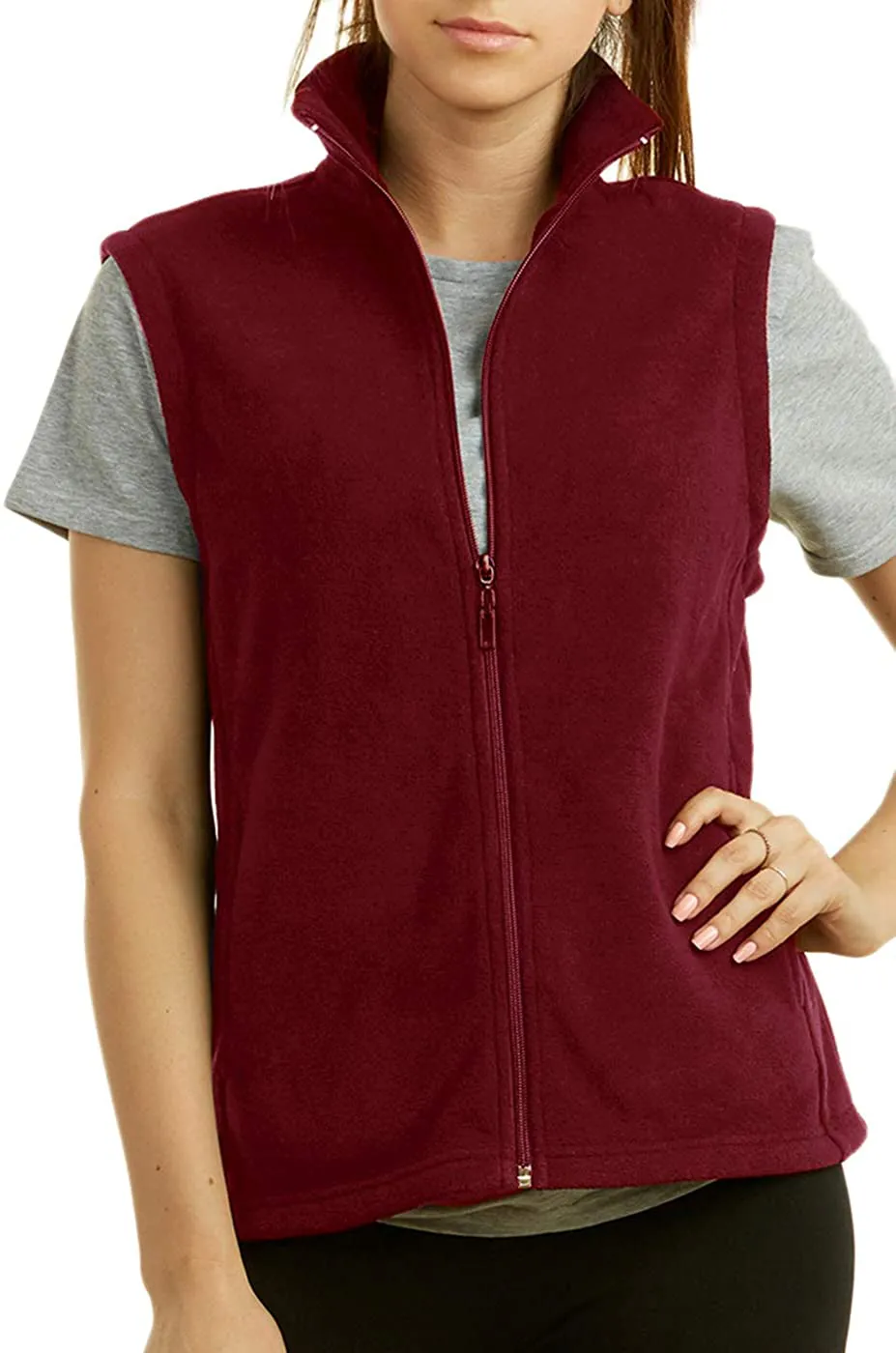 Sofra Women's Polar Fleece Full Zip Up Winter Vest