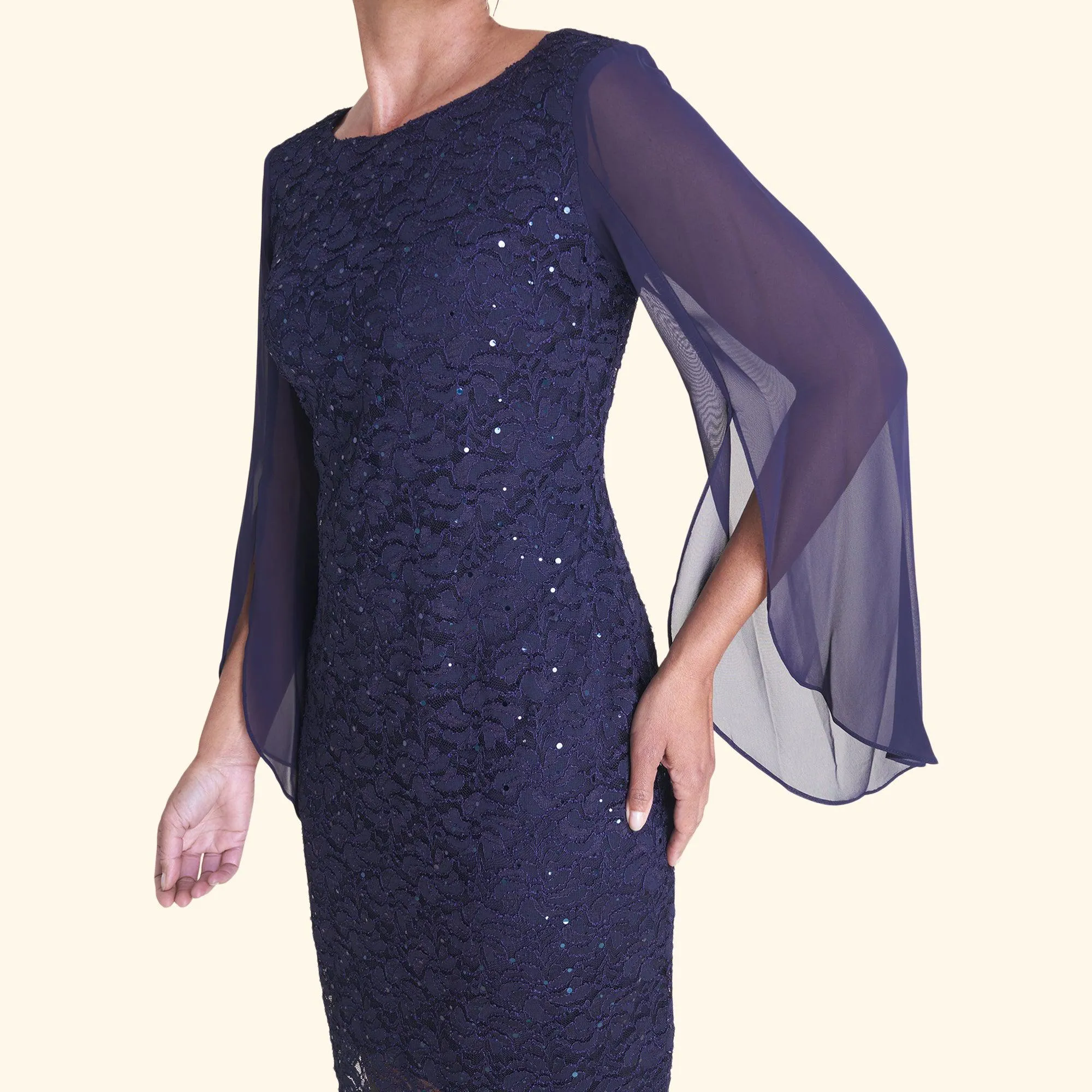 Stevie Navy Sequin Lace Dress