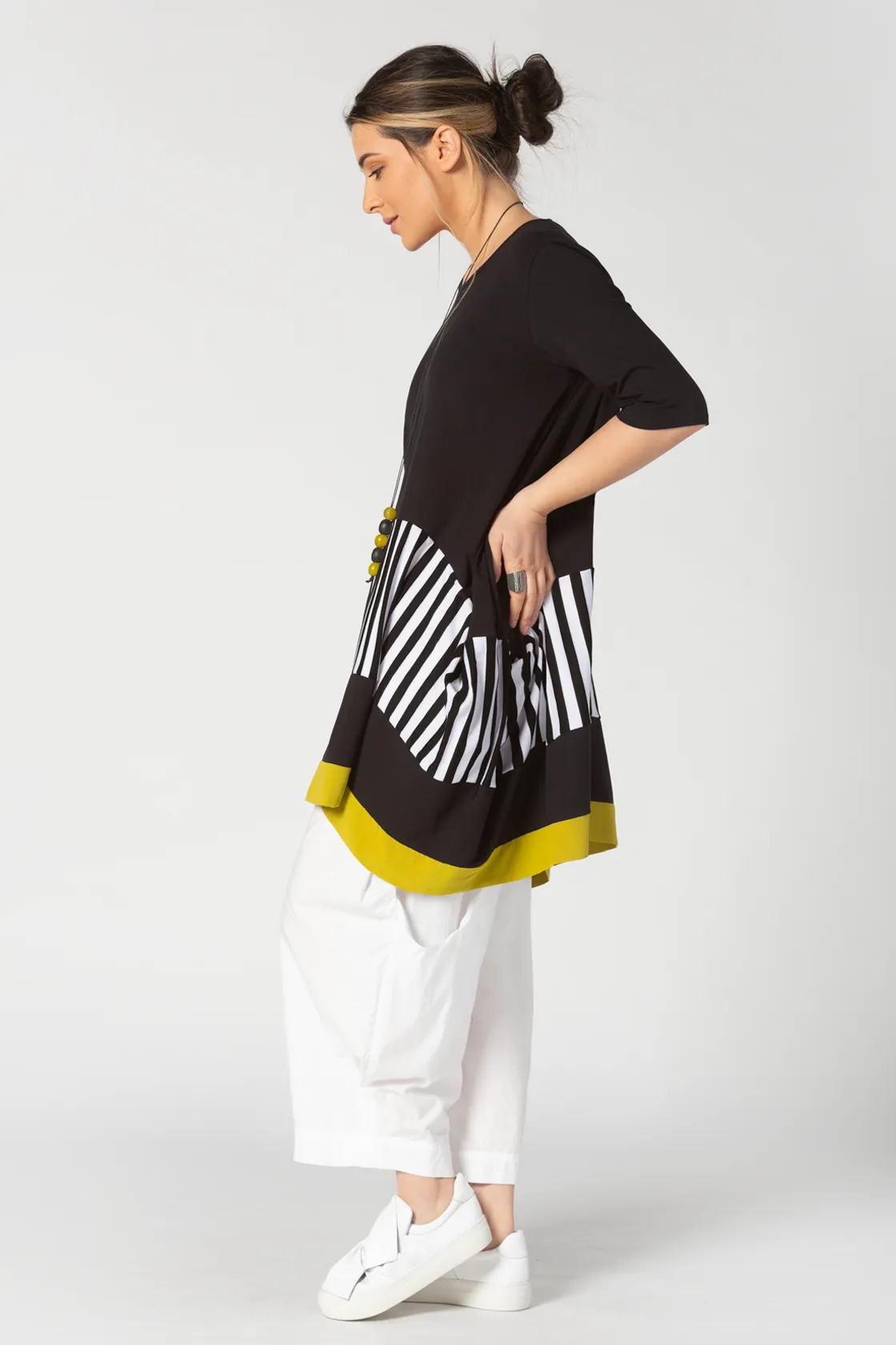 Stripe Tunic in BW & Yellow