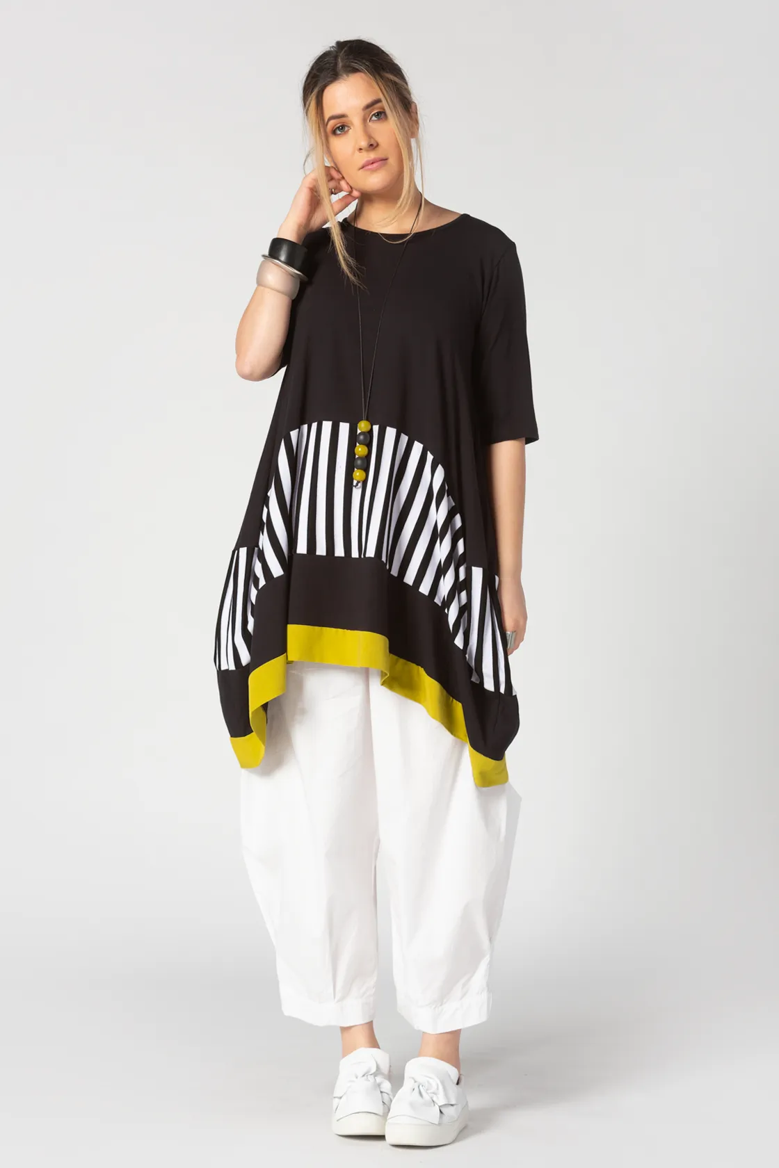 Stripe Tunic in BW & Yellow