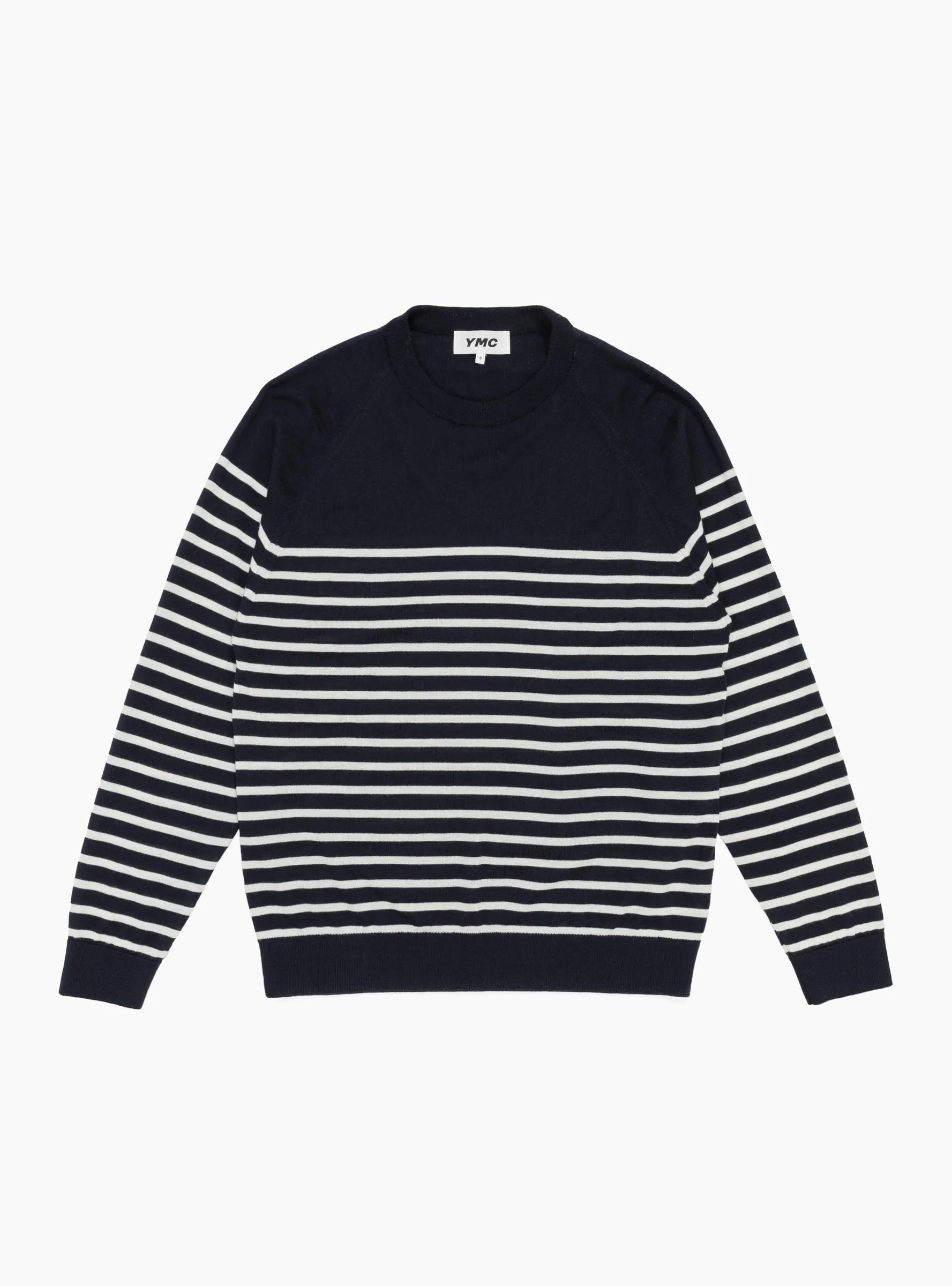 Suedehead Crewneck Knit Navy & Ecru