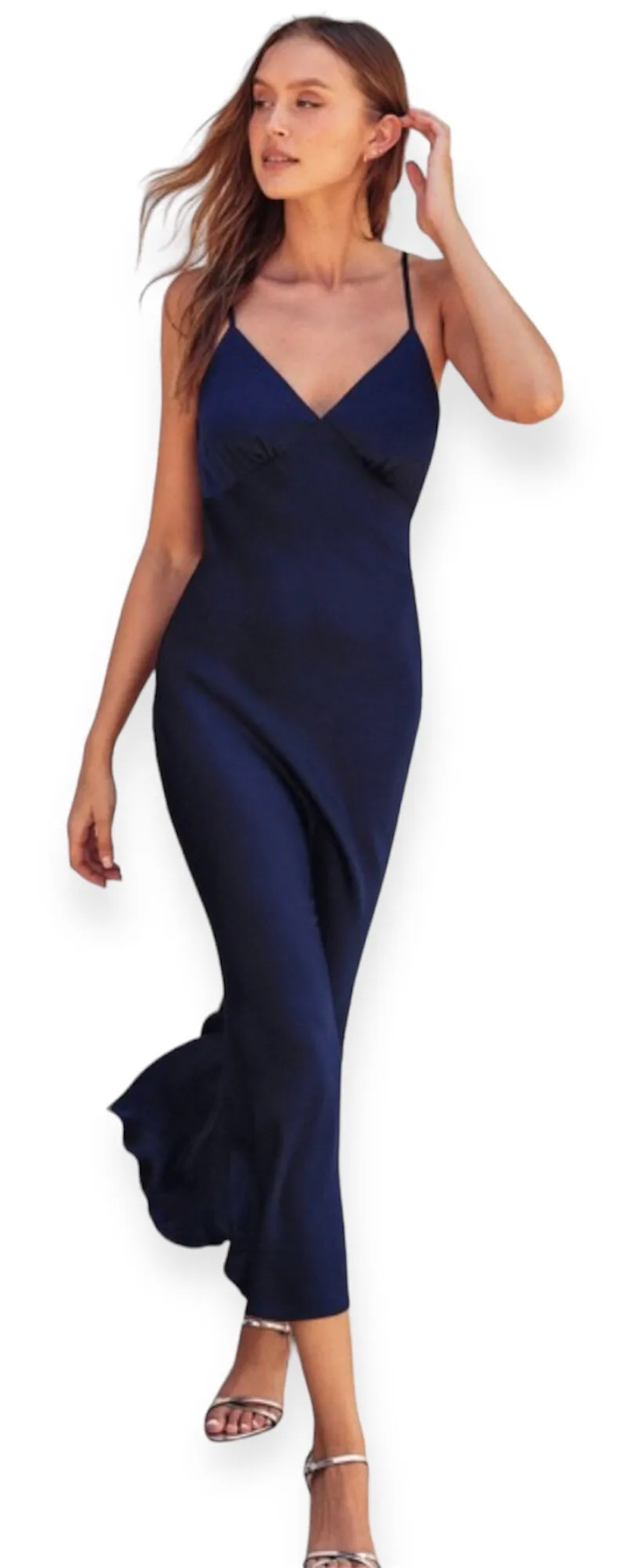 Sunila Satin Maxi Dress- Dark Navy