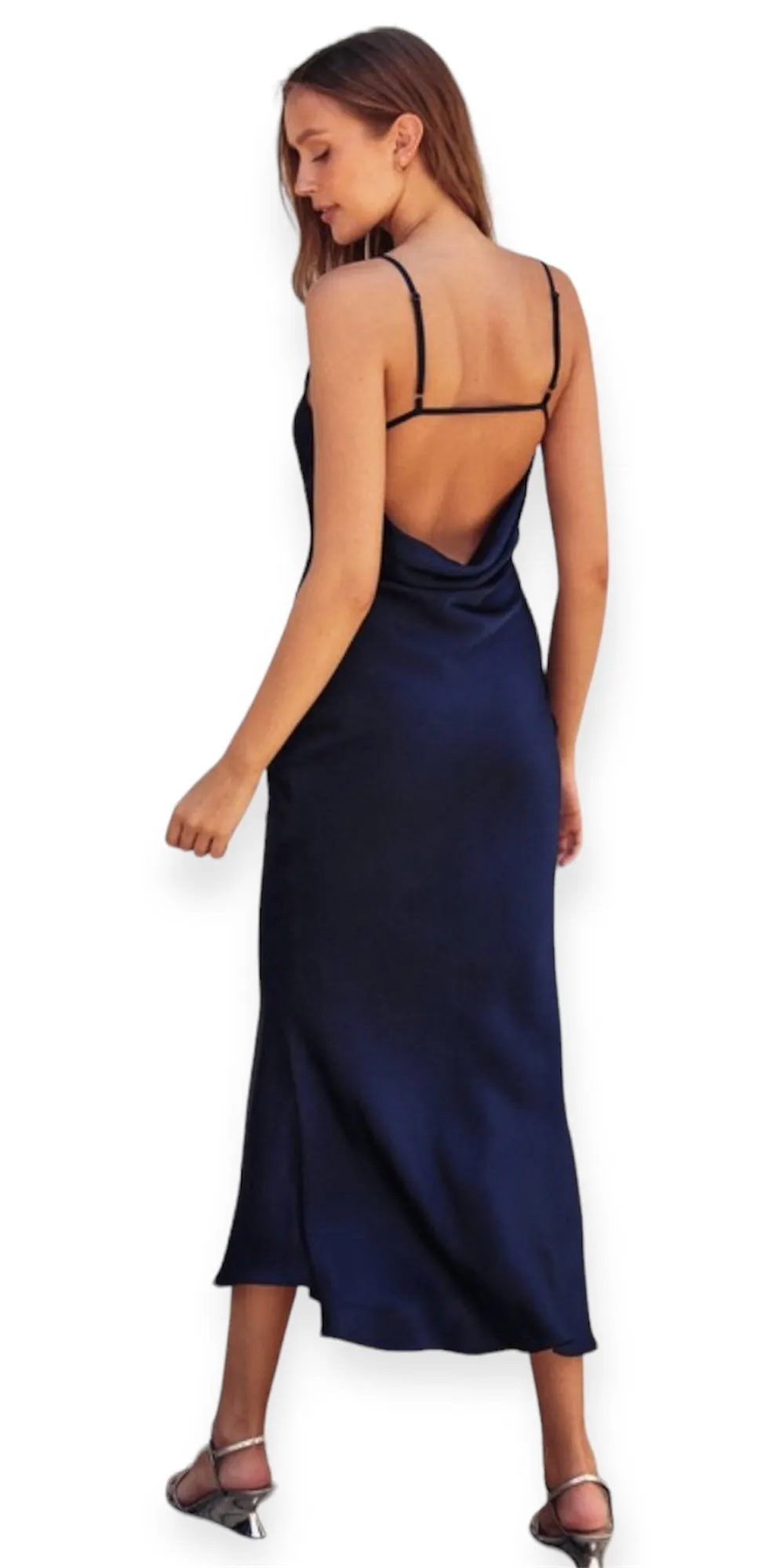 Sunila Satin Maxi Dress- Dark Navy