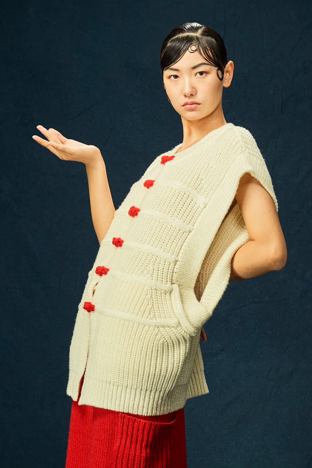 Super Frosty Oversized Vest in Ivory Merino