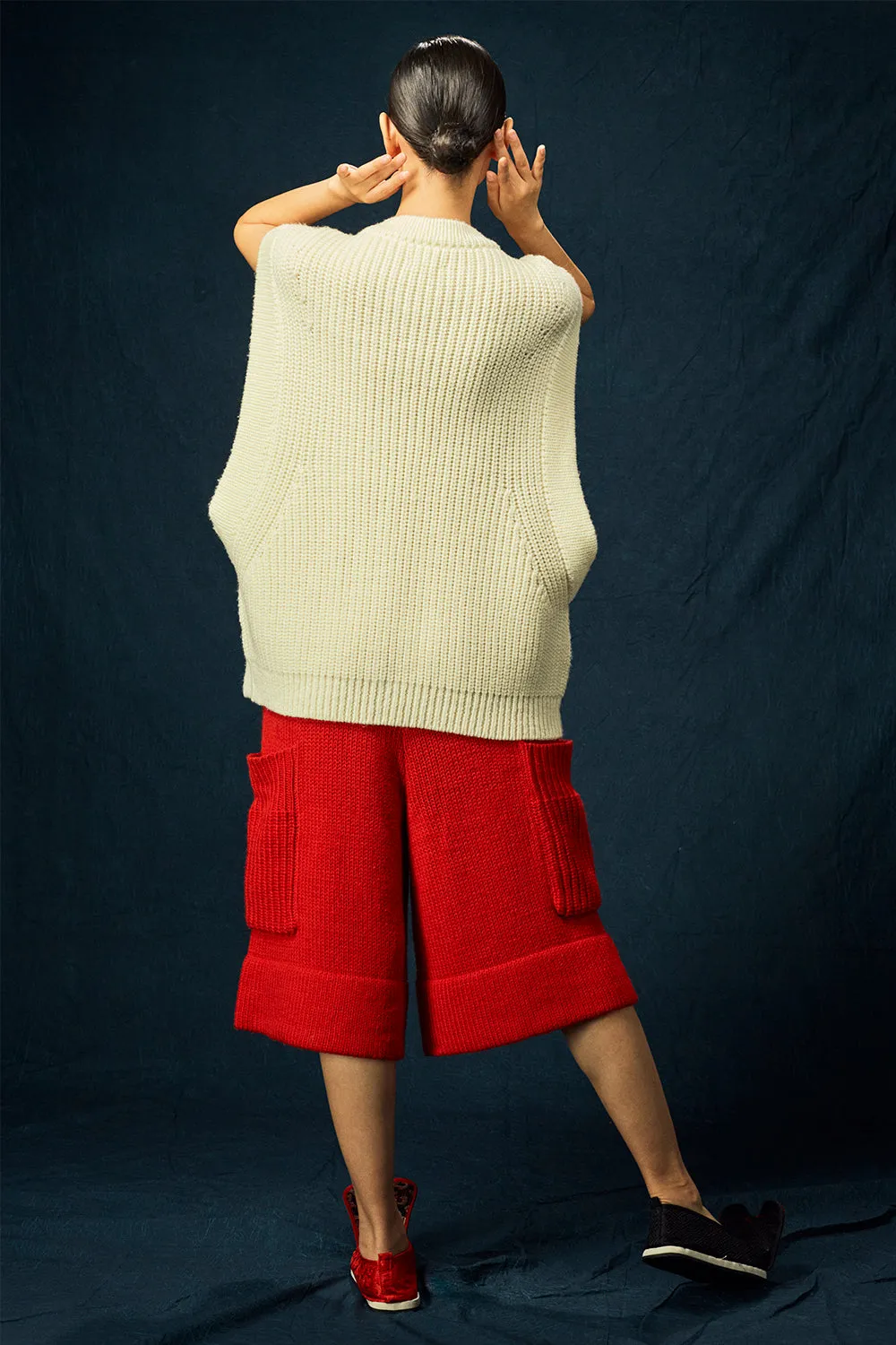 Super Frosty Oversized Vest in Ivory Merino