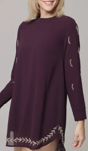 Tazeen Chiffon Formal Embroidered Long Modest Tunic - Plum - PREORDER (ships in 2 weeks)