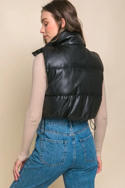 TEEK - PU Faux Leather Puffer Vest