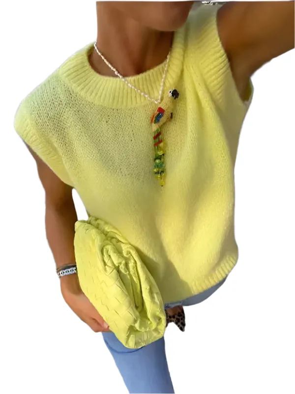 TEEK - Yellow Knit Sweater Vest