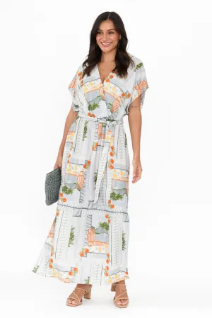 Terrace Blue Postcard Tie Dress