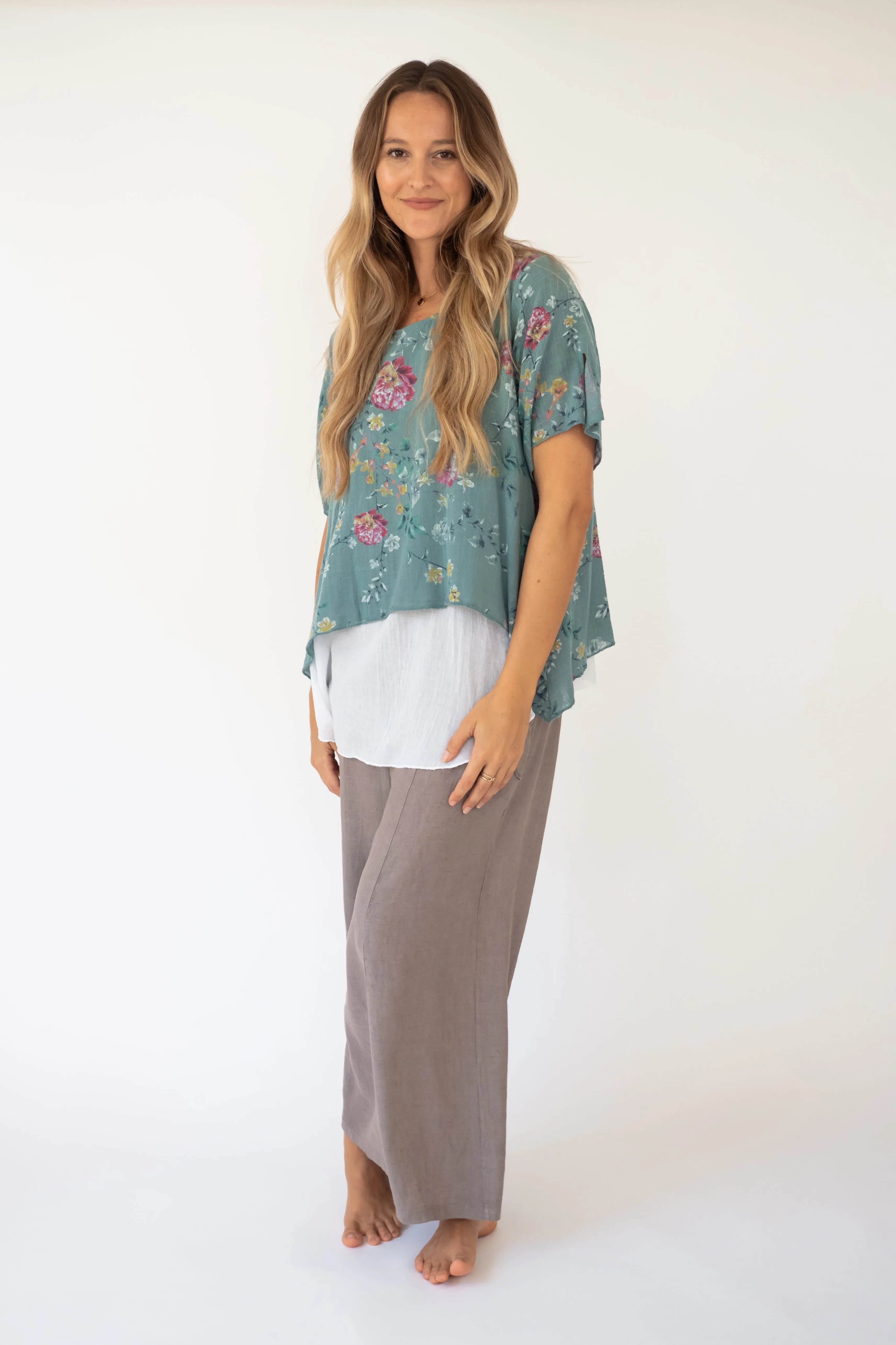 the Ailani Layered Linen Top