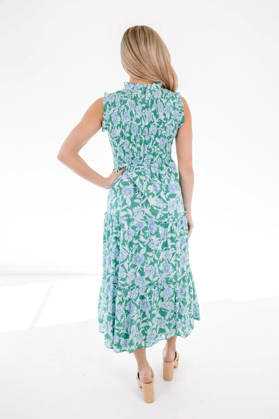 The Merritt Ruched Midi Dress - Green