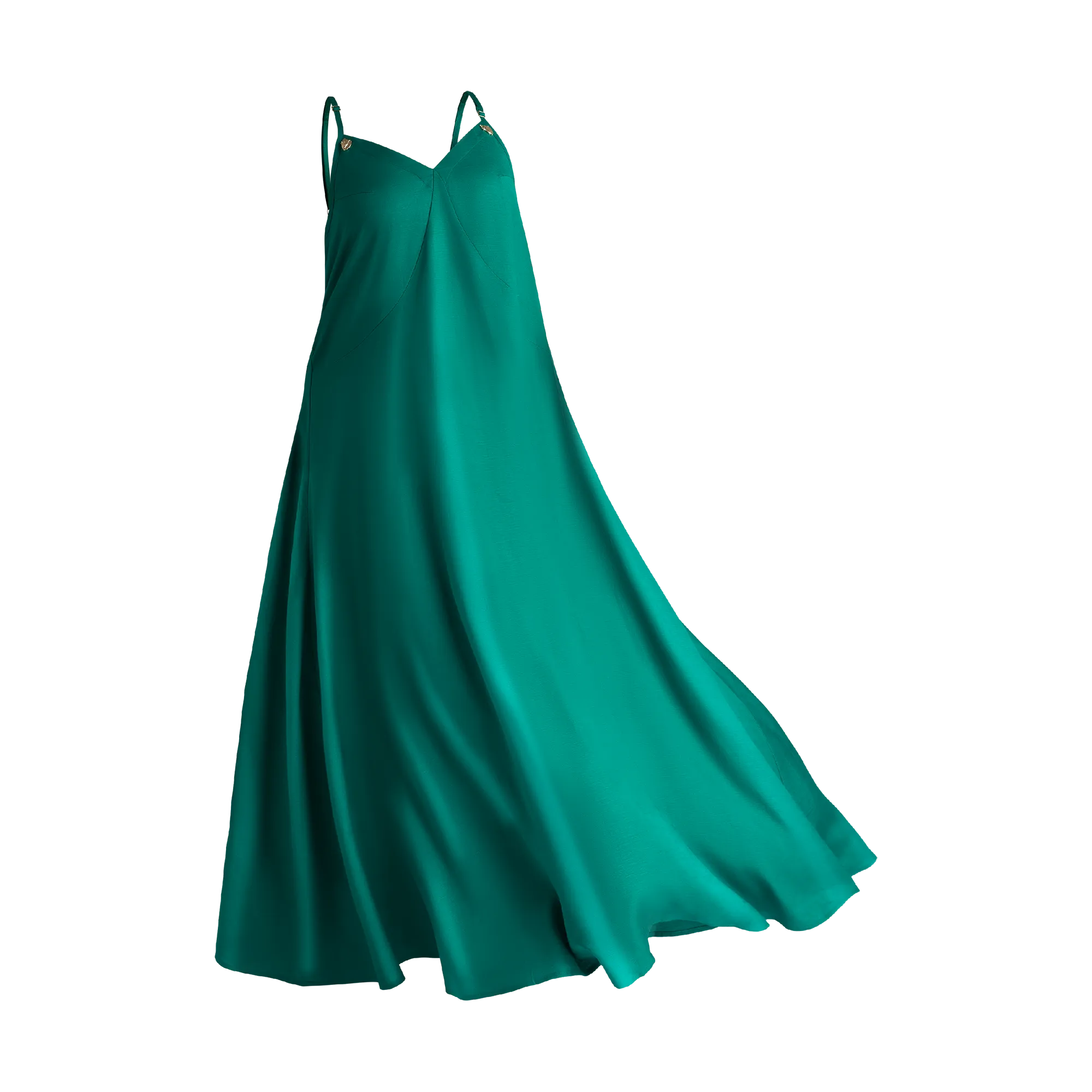 THE STROMBUS LINEN MAXI DRESS-GREEN