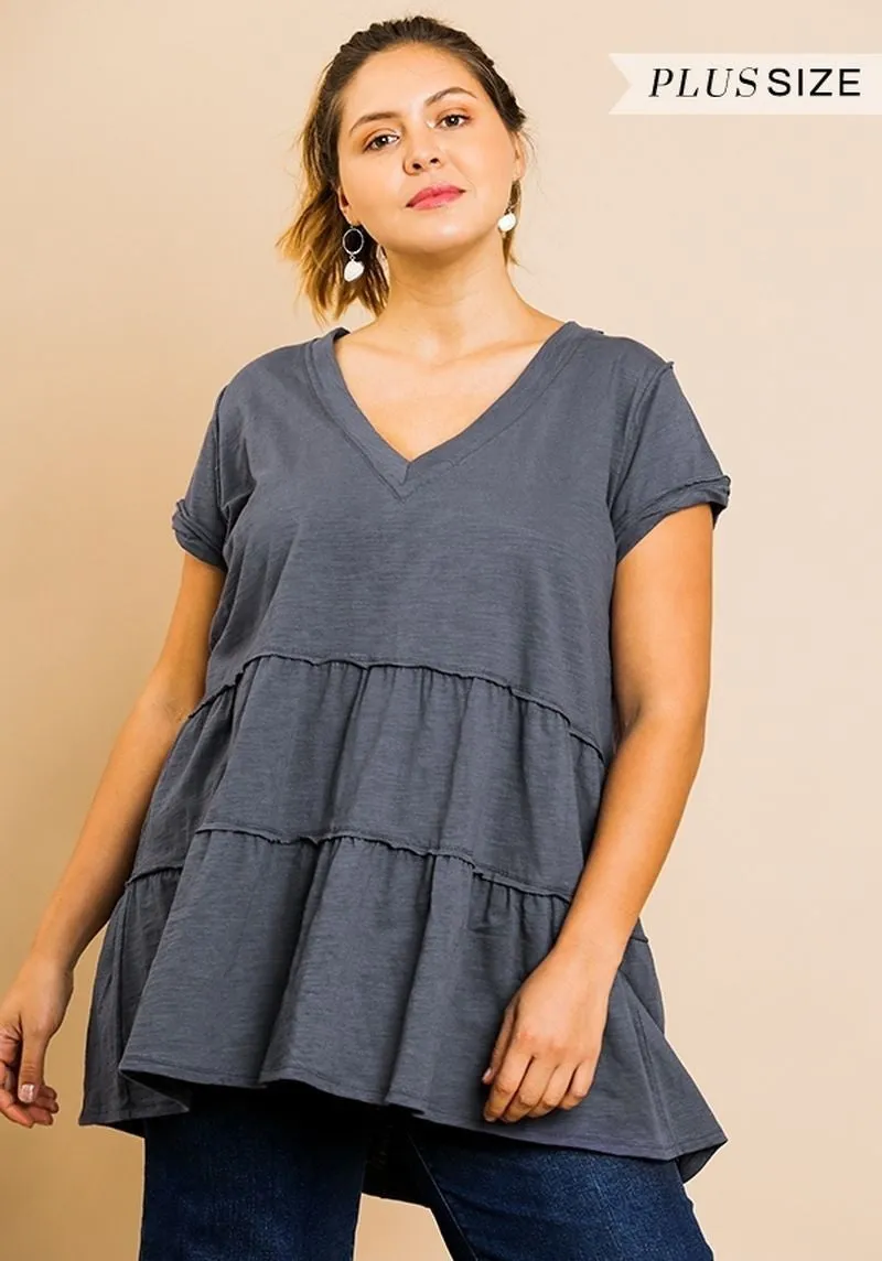 Tiered Ruffle Tunic, Slate