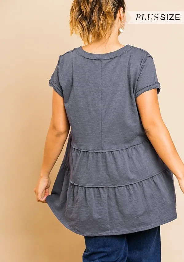 Tiered Ruffle Tunic, Slate