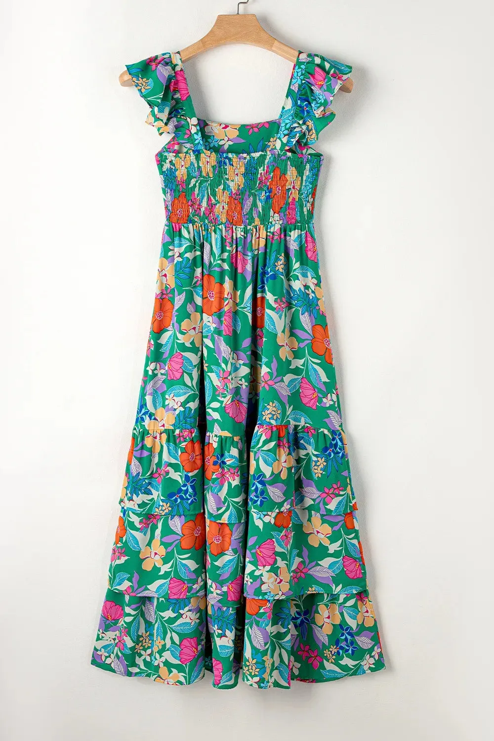 Tiered Ruffled Printed Sleeveless Dress