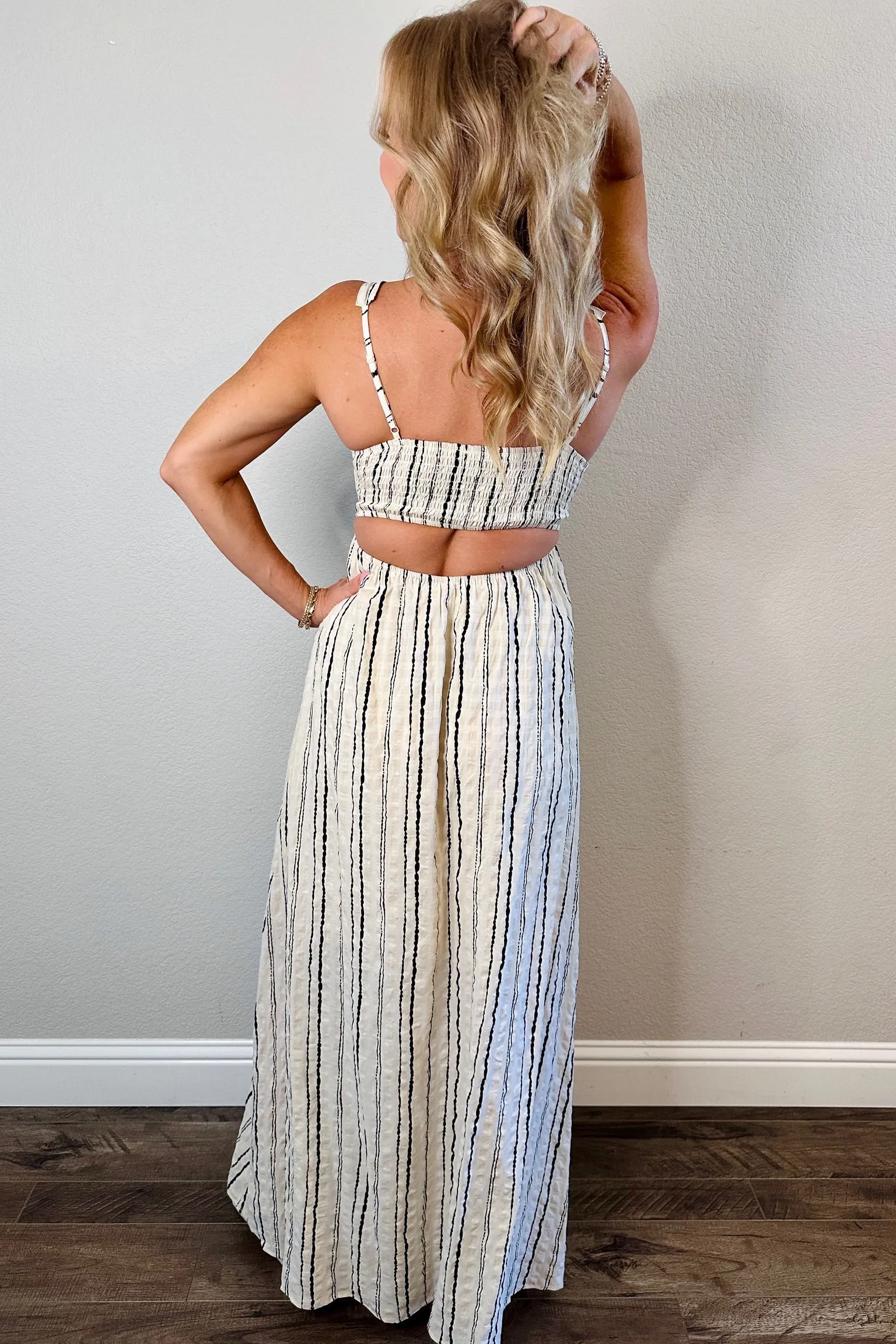 Till Next Time Striped Maxi Dress