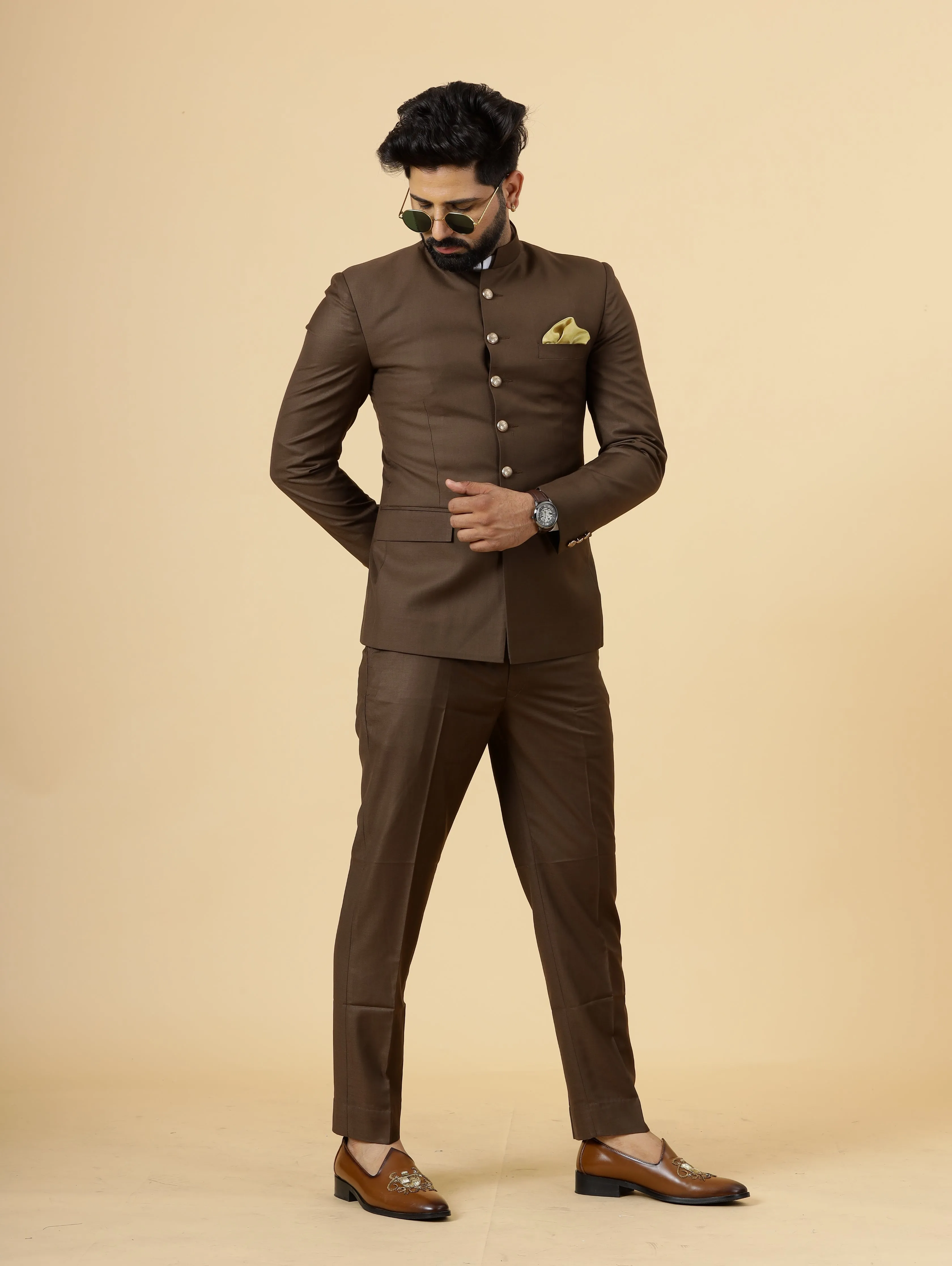 Traditional Cocoa Brown Jodhpuri Suit | Perfect for Wedding and Casual wear|