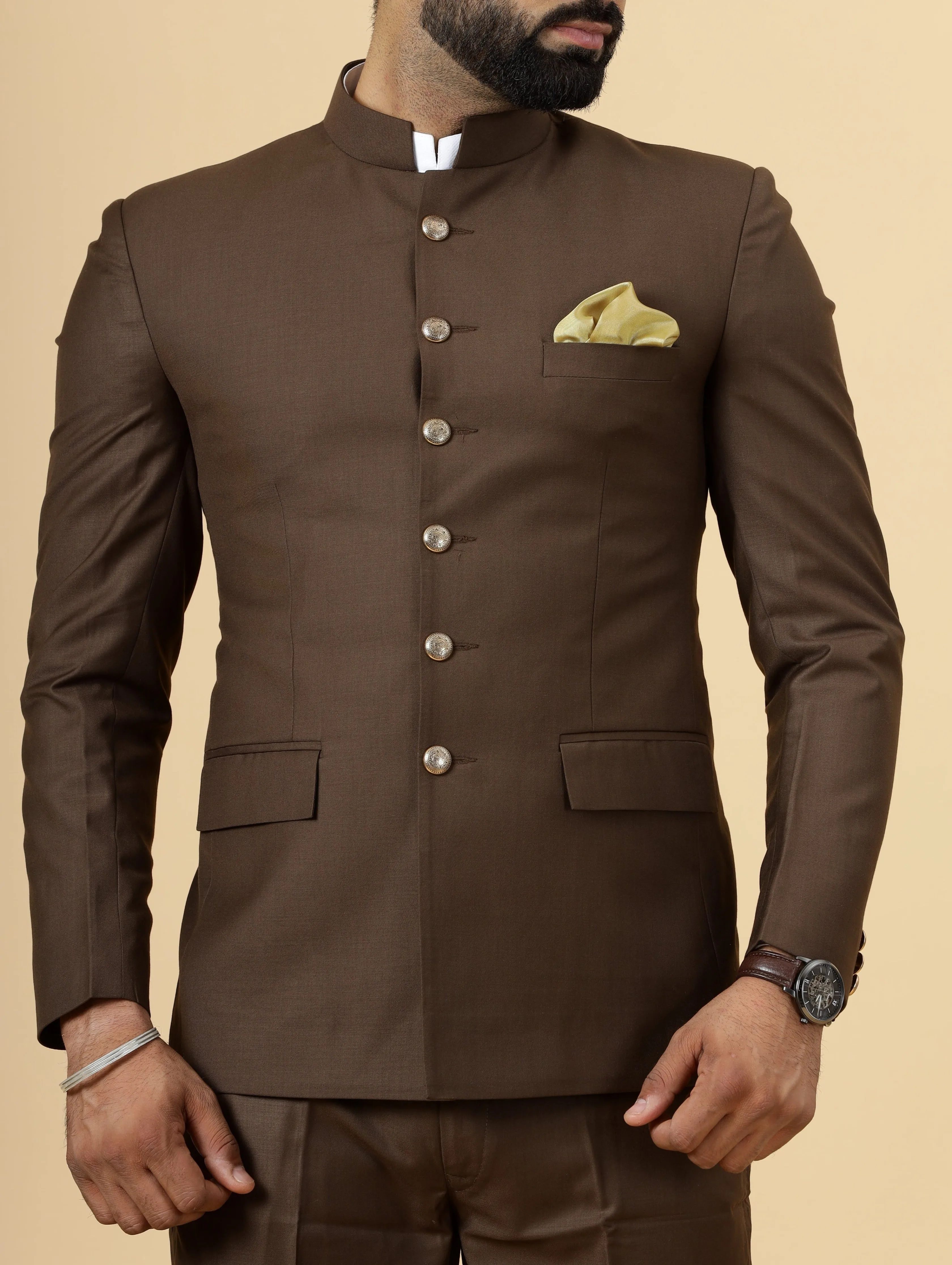 Traditional Cocoa Brown Jodhpuri Suit | Perfect for Wedding and Casual wear|