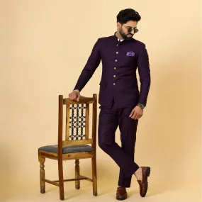 Traditional Dark Purple Jodhpuri Suit | Perfect for Wedding and Casual wear|