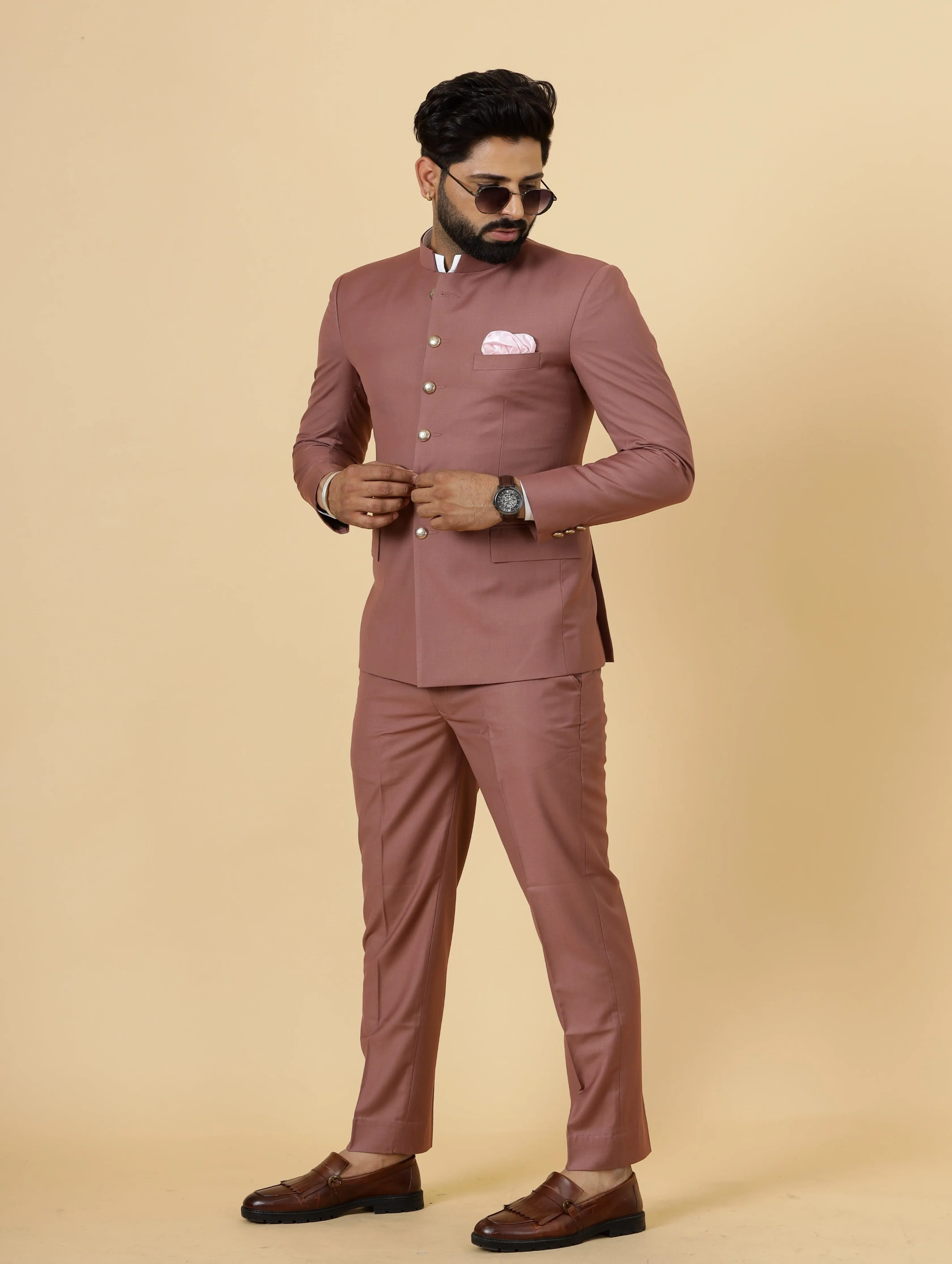 Traditional Rosewood Jodhpuri Suit | Perfect for Wedding and Casual wear|