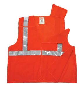 Type R Class 2 5 Point Breakaway Vest - Fluorescent Orange-Red - Polyester Mesh - Hook & Loop Closure - Breakaway Hook & Loop at Shoulders, Sides and Front - 2 Interior Pockets - Silver Reflective Tape