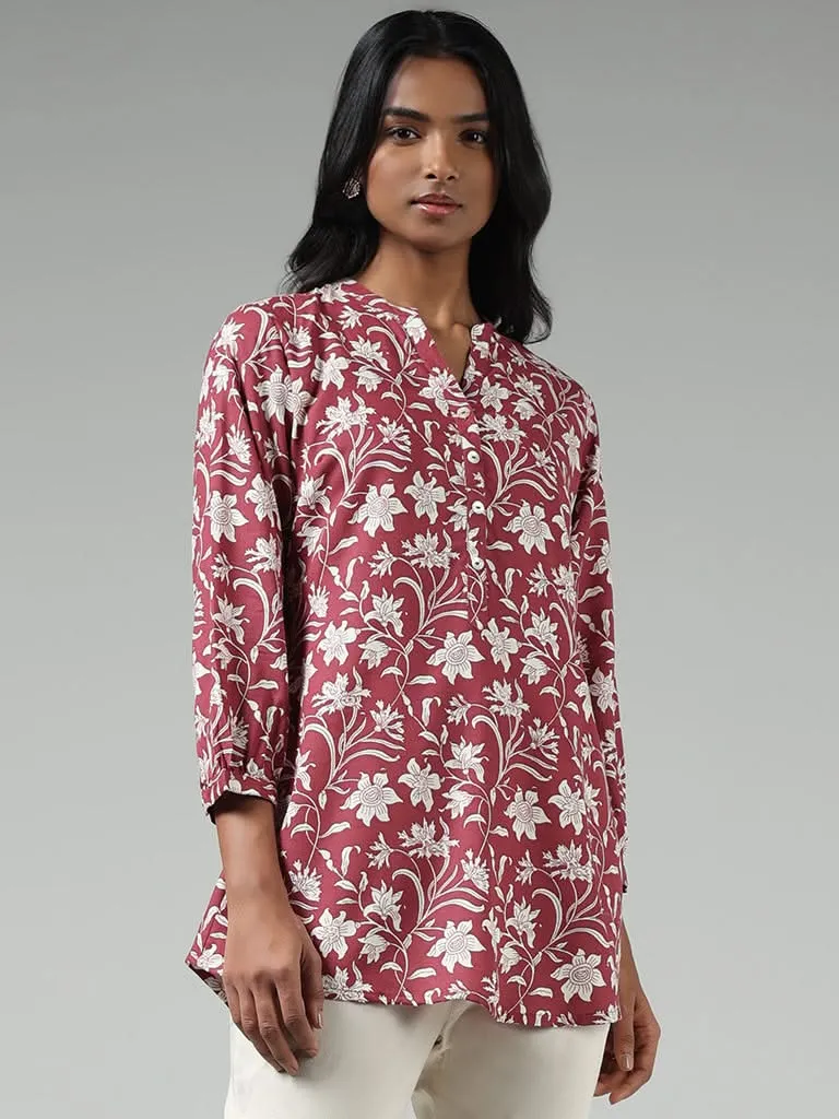 Utsa Red Floral Printed Tunic