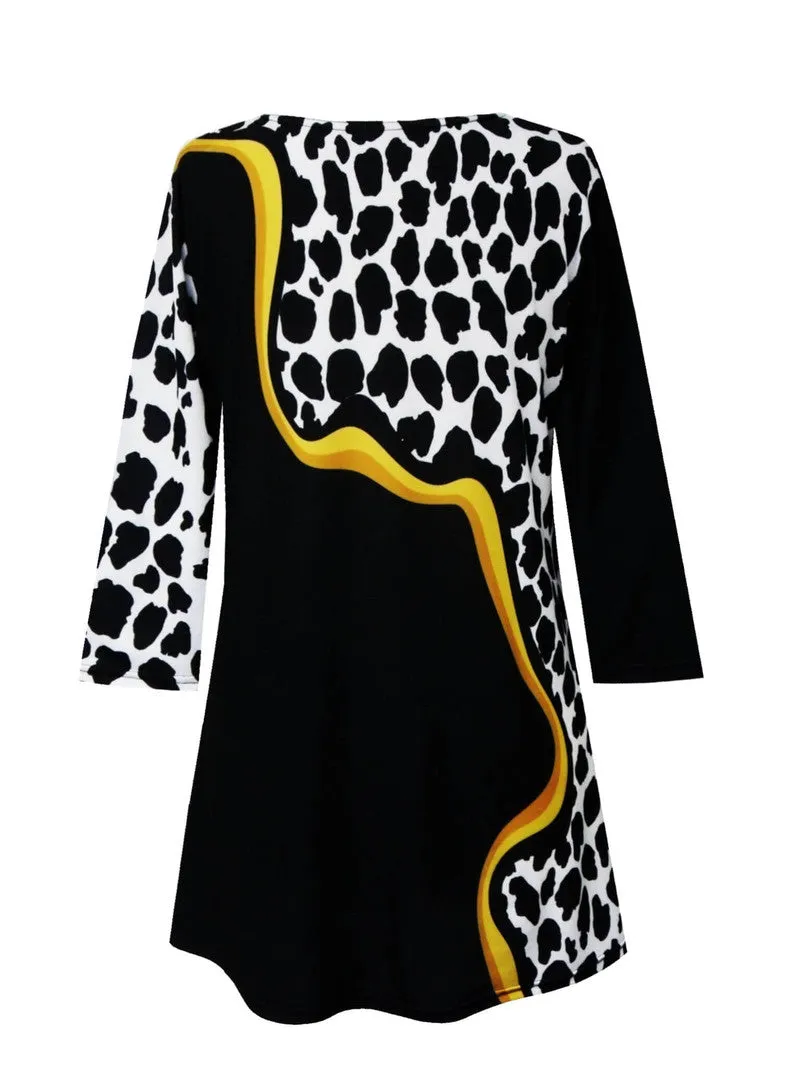 Valentina Animal-Spot V-Neck Print Tunic - 24676-TU - Sizes M & L Only!