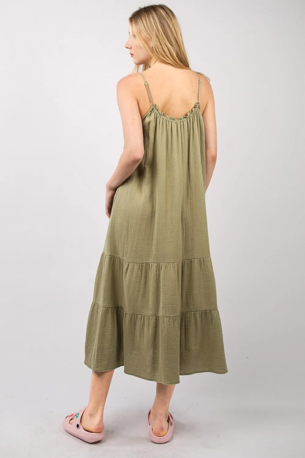 VERY J Ruffled A-Line Midi Cami Dress