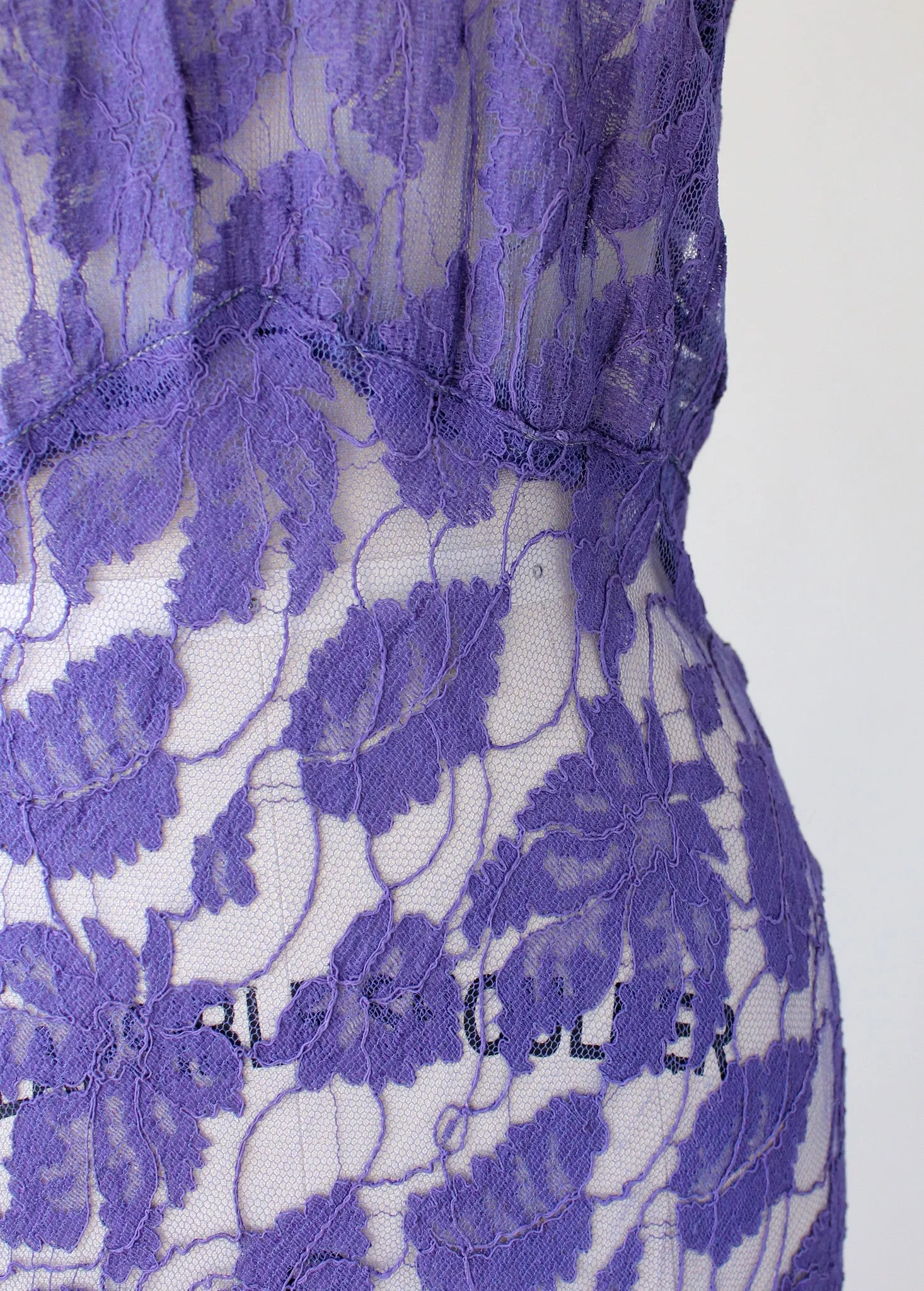 Vintage 1930s Purple Lace Evening Dress