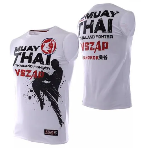 Vszap Bangkok VTT002 Muay Thai Boxing Vest Tank Top S-4XL White