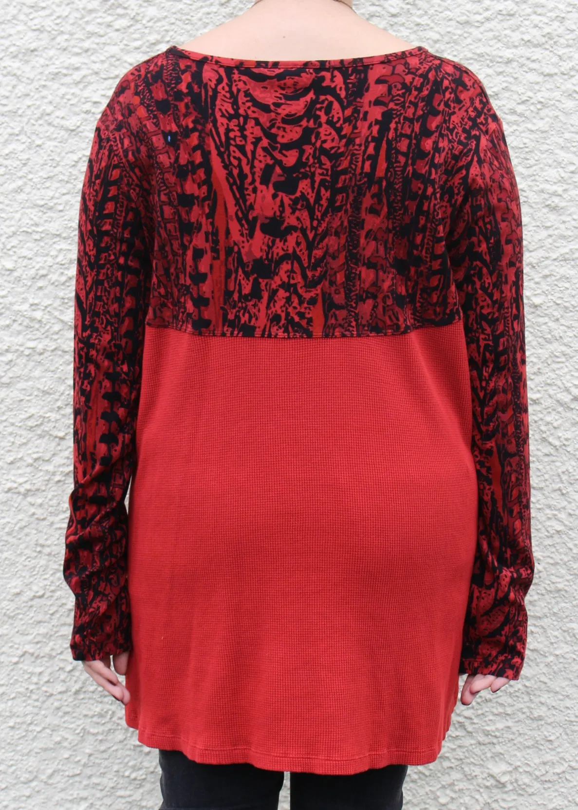 Waffle Back Cotton Top, Red