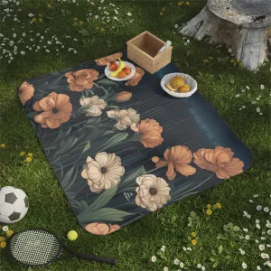 Wildlflower Field, Outdoor Picnic Blanket with Soft Fleece Top, Water-Resistant Bottom, 61" × 51"