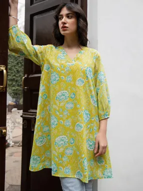 Women Lime Yellow Georgette Tunic