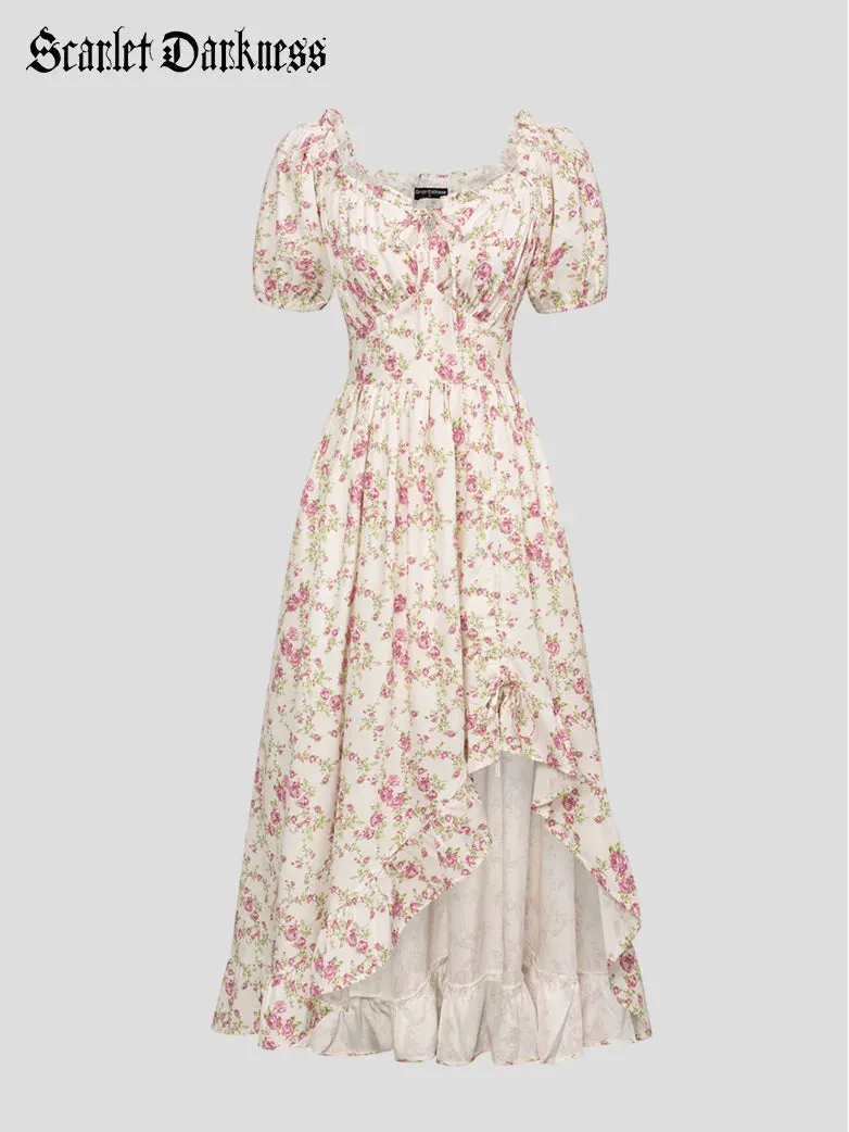 Women Victorian Dress Garden Tea Party Floral Dress