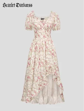 Women Victorian Dress Garden Tea Party Floral Dress