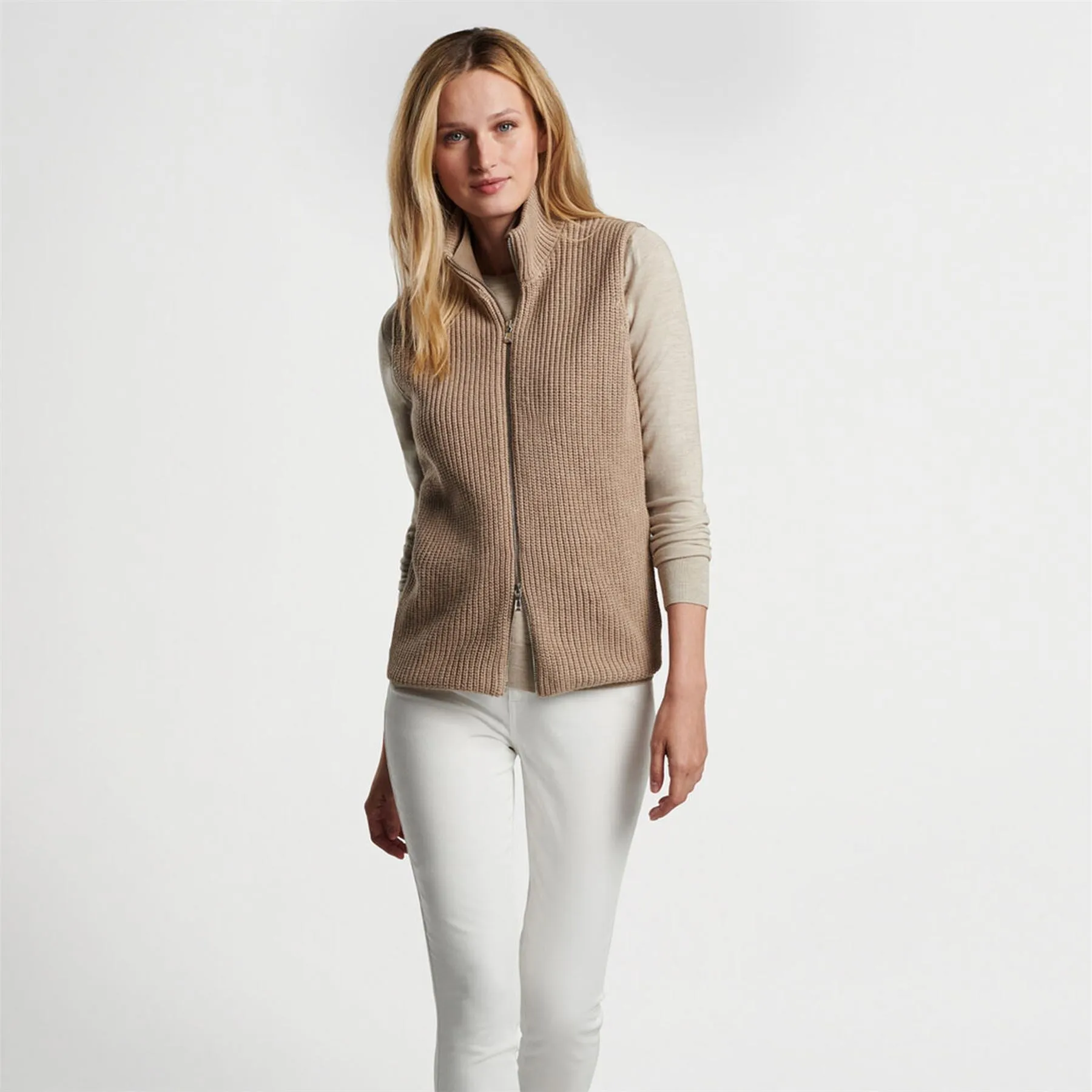 Womens Tatjana Mixed Media Vest Pebble - AW24