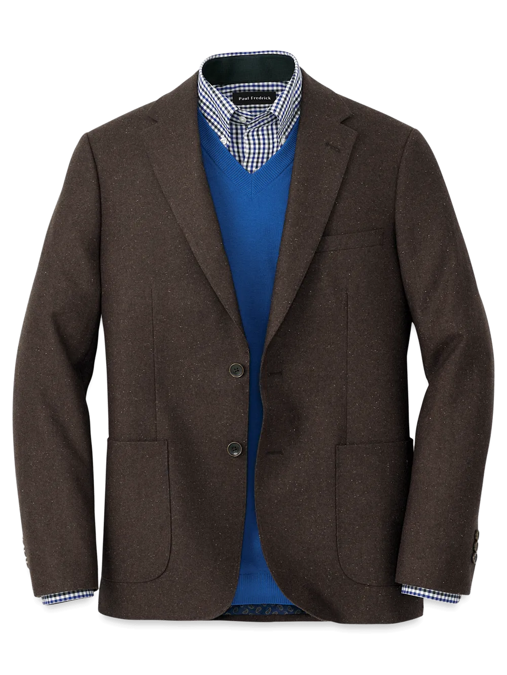 Wool Blend Donegal Single Breasted Notch Lapel Sport Coat - Brown