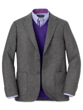 Wool Blend Donegal Single Breasted Notch Lapel Sport Coat - Charcoal